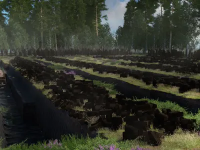 Traditional peat turf gathering kit Low-poly 3D model