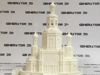 3D Church with gold domes 3D print model