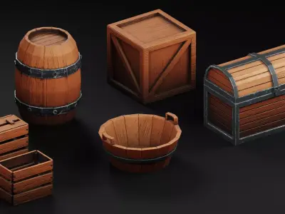 Prop Set 1 Low-Poly Stylized - Container Free low-poly 3D model