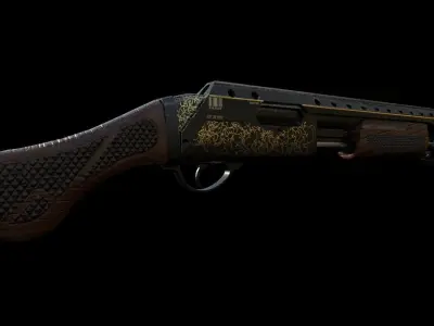 Vintage Shotgun Low-poly 3D model