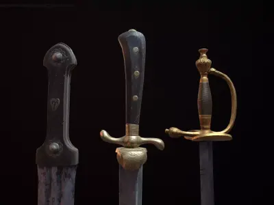 Realistic Historic Dagger and Swords Package Set Low-poly 3D model