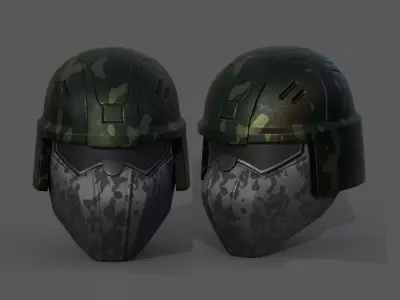 Helmet scifi military combat 3d futuristic technology space  Low-poly 3D model