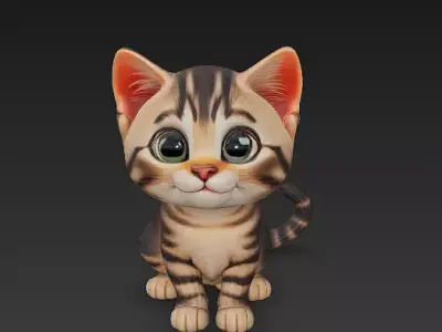 Cat Kitten Realistic 3D Model Basic - Low Poly Realistic Low-poly 3D model