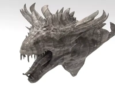 Dragon lizard Viking Dinosaur Statue head 4 3D model