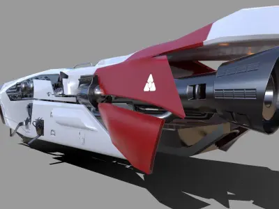 Sci-Fi Hovercraft Low-poly 3D model