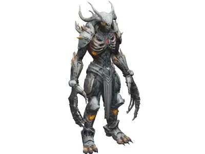 scifi feral monstrum cyborg warrior with bone armor and claws... 3D model