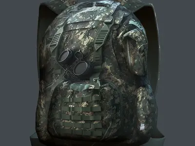 Backpack military combat Black baggage Low-poly Low-poly 3D model