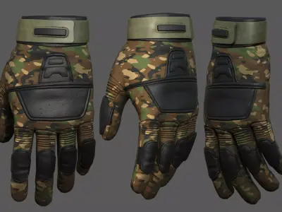 Gloves Sci-fi fantasy human protection camouflage  military  Low-poly 3D model