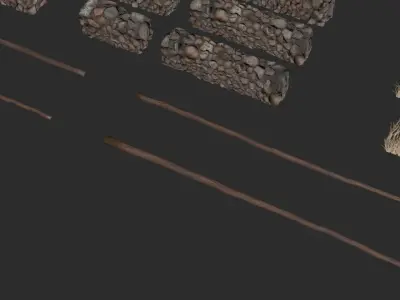 Thatched House Modular Kit Low-poly 3D model