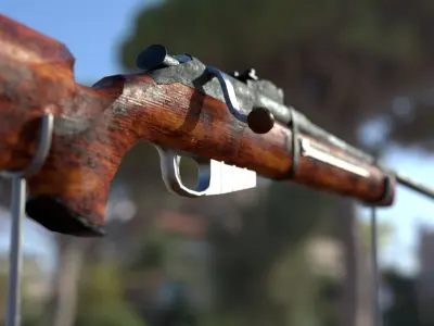 bolt rifle Low-poly 3D model