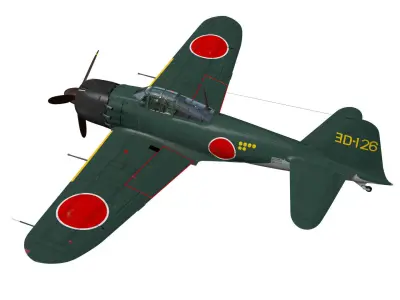 A6M5b Zero fighter Type 52 otsu 3D model