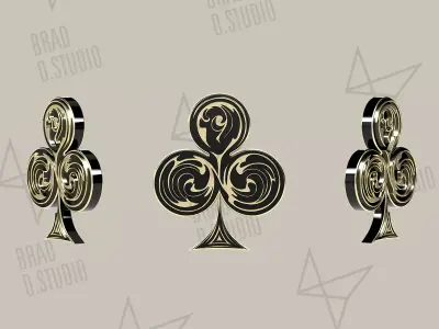 Playing Cards Symbols Pro Vector Club Black and Golden 3D model