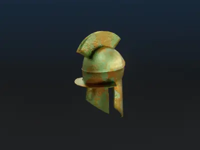 Ancient Rusted greek helmet Low-poly 3D model Low-poly 3D model