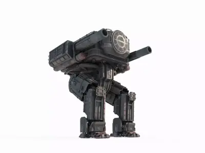 Steam style giant cannon robot 3D model
