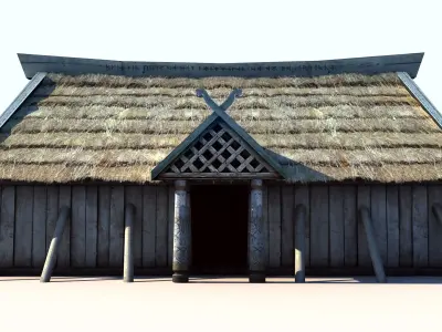 Viking House 3 longhouse Low-poly 3D model