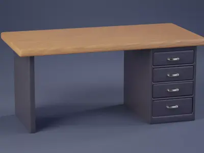 Stylized Office Desk Free 3D model