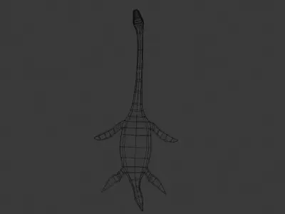 PLESIOSAURIO dinosaur swimming in ocean Low-poly 3D model