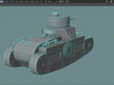 Sturmpanzerwagen Oberschlesien Tank Base Mesh Low-poly 3D model