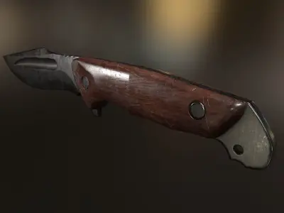 Low Poly model of Knife with wooden handle PBR Low-poly 3D model Low-poly 3D model