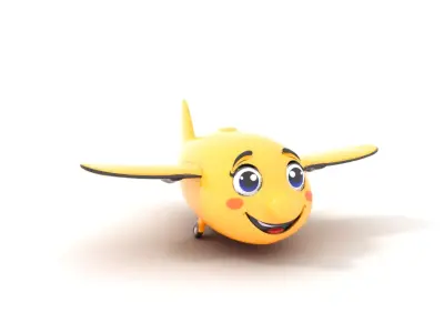 Smiling Yellow Airplane model pack Low-poly 3D model