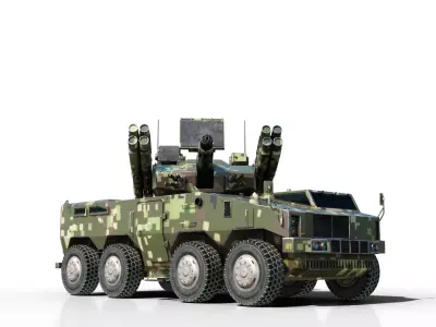 4 coatings of PLA Type 625E AA Gun Missile System PGL625 PGL-625 Low-poly 3D model