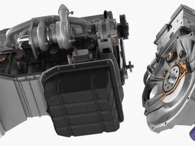 Inline 6 Cylinder Car Engine 3D model