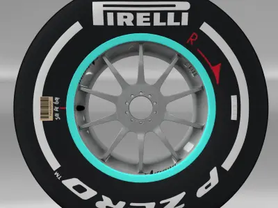 W06 Medium front tyre Low-poly 3D model