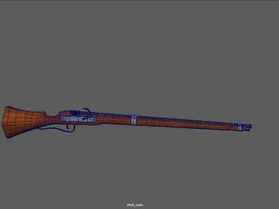 Matchlock Musket Firearm LowPoly 3D Model Low-poly 3D model