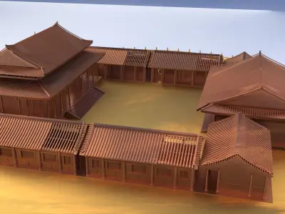 Chinese ancient  courtyard house 3D model