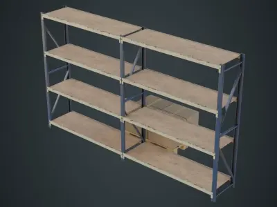 Boxes Pallet And Shelf 1B Low-poly 3D model