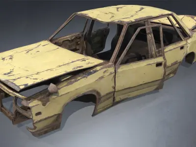 Abandoned Rusty Car PBR 3D model