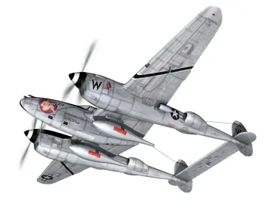 Lockheed P-38 Lightning - Wicked Woman 3D model