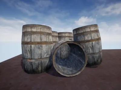 Wood Barrel 3D Model 3D model