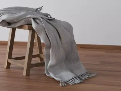 Stool with blanket 3D Model - Seat Free 3D model