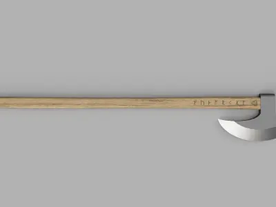 Stunning Axe with Nordic runes imprinted Free 3D model