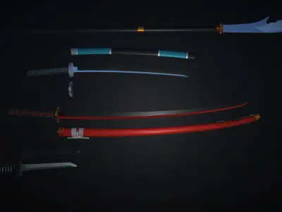 Samurai Weapons Pack Low-poly 3D model