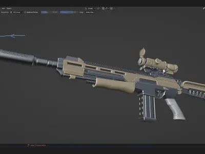 High poly model Machine Gun for subdivision ready 3D model
