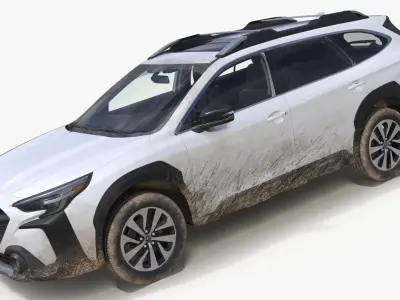 White Subaru Outback 2025 Dirty 3D model