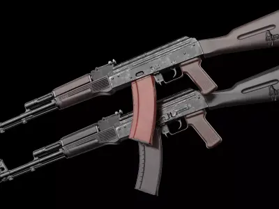 AK-74 Late AK-74N Late Kalashnikov Assault Rifle Game Ready Low-poly 3D model