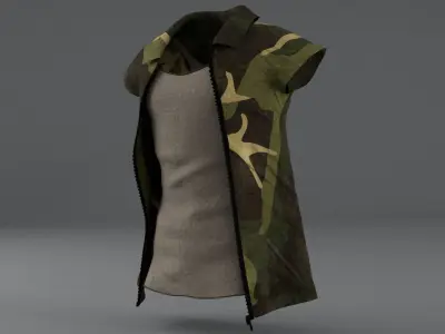 Clothing Set 5 camouflage jacket on mannequin Low-poly 3D model