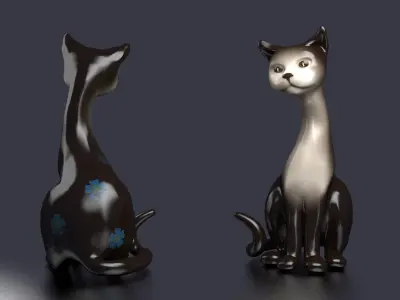 cat animal mammal  sculpture statuette  present sculpt art  3D model