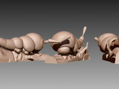 Caterpie on log Pokemon OBJ STL 3D print model