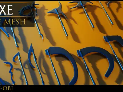 87 Weapons -Axe Base Mesh -Axe-Cold Weapons-UV-Vol 11 Low-poly 3D model