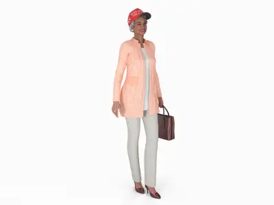 Chinese Grandma Everyday Style in Trump Hat 3D model