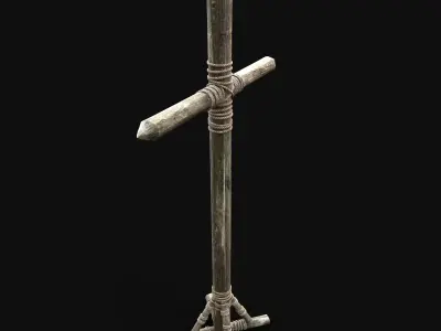 CHRIST CROSS BIBLICAL JESUS GOD SYMBOL WOODEN TORMENT DEVICE Low-poly 3D model