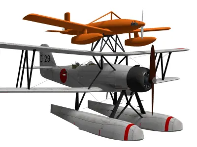 Kawanishi E7K2 Alf and Type1 target plane 3D model