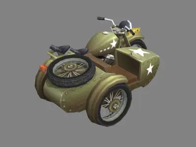 Cartoon tricycle - camouflage Low-poly 3D model