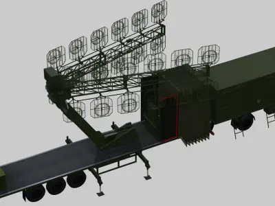 AMBER 1800 Ground-based mobile VHF-band radar Low-poly 3D model