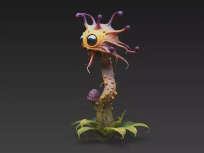 Alien Fungal Creature - High-Poly PBR Monster Plant 4K Textures 3D model