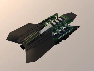 Spaceship fighter jet with stripes 3D model